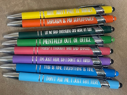 Barely Employed: A Sarcastic Pen Set