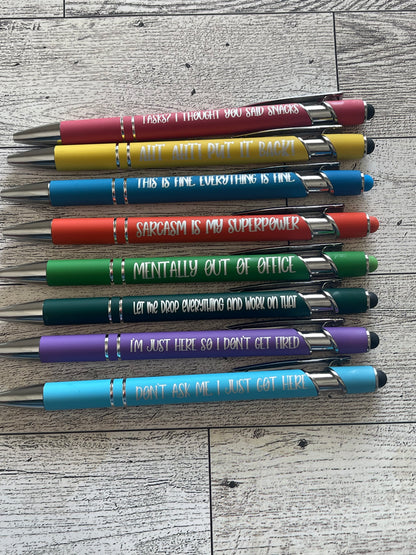 Barely Employed: A Sarcastic Pen Set